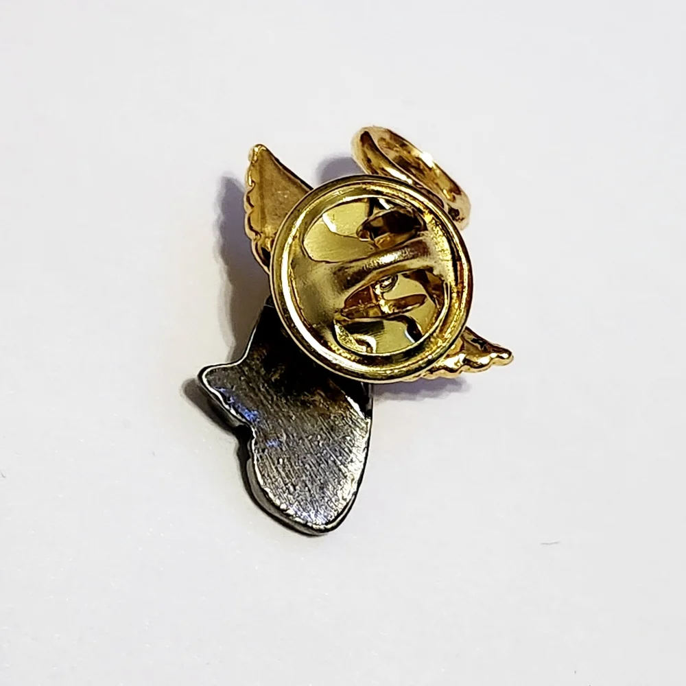 Camco Little Angel Cat with Wings and Halo, Silver and Gold Tone Lapel Pin